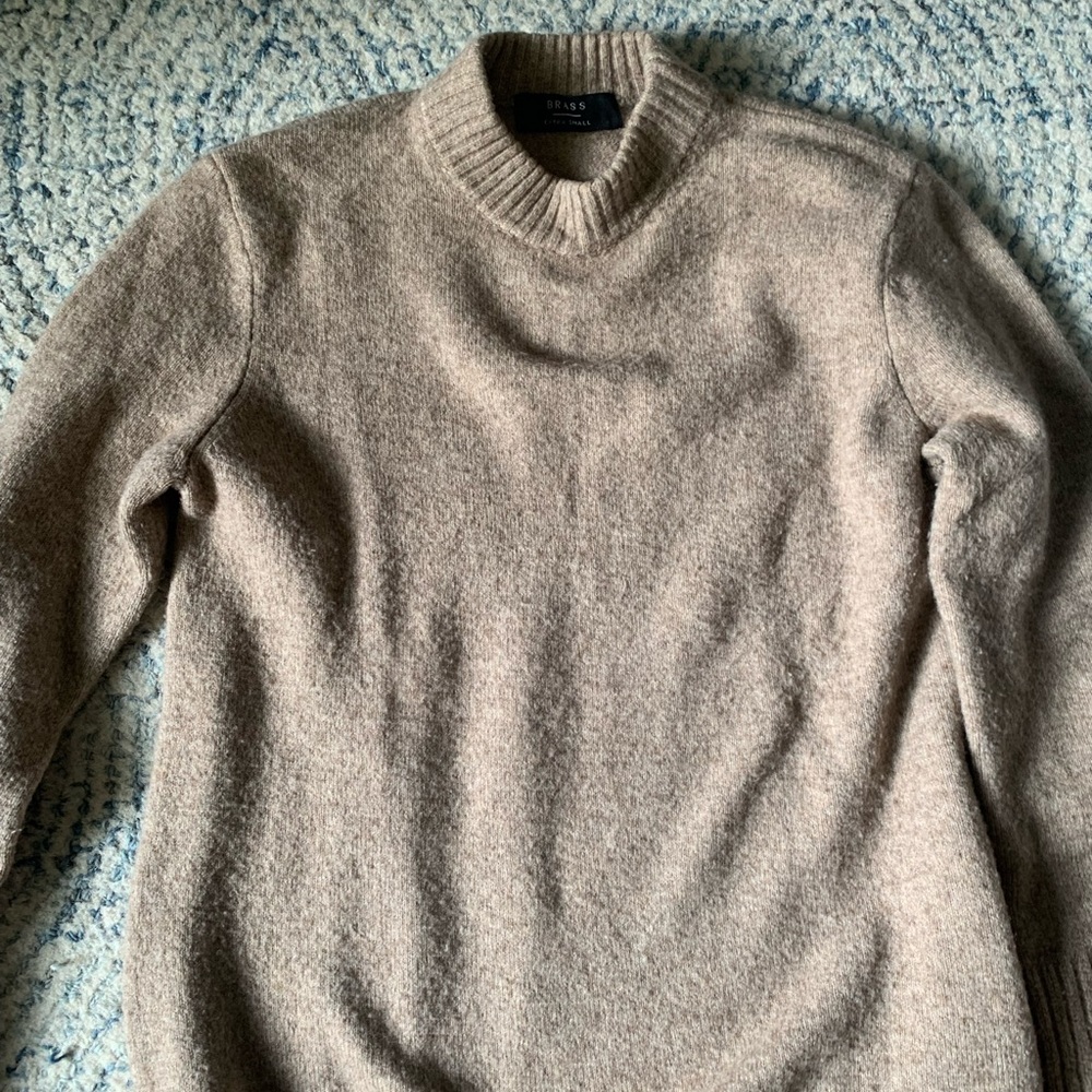 Cozy neutral wool blend sweater dress